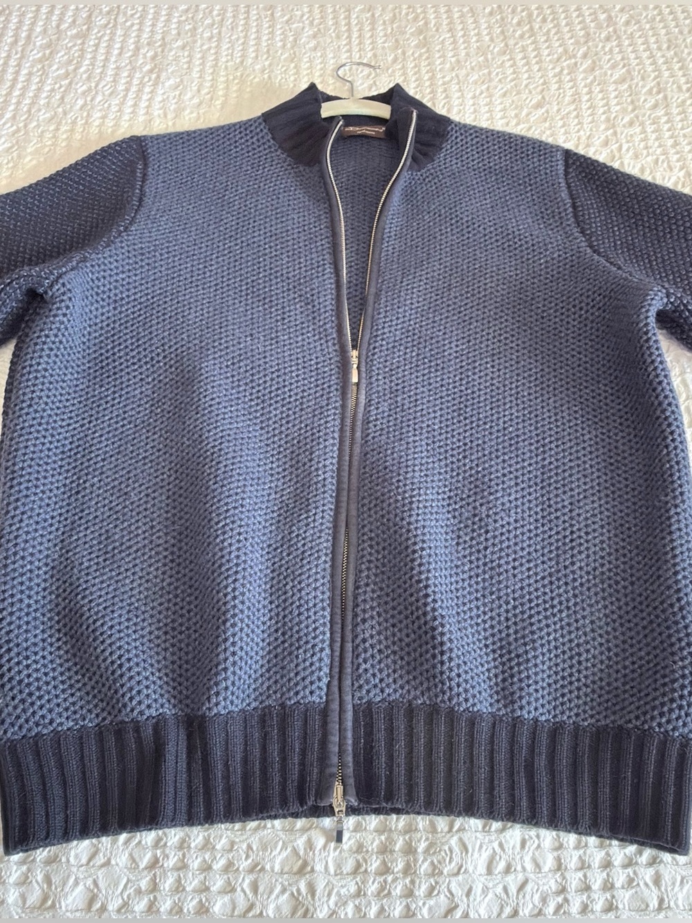 Doriani 100% Cashmere Full Zip Sweater Italy Blue/Black Men’s XXL 56 Luxury - Picture 7 of 14